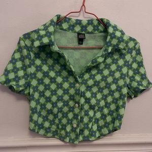 Wild Fable Green Flower Pattern Cropped Top - Size S